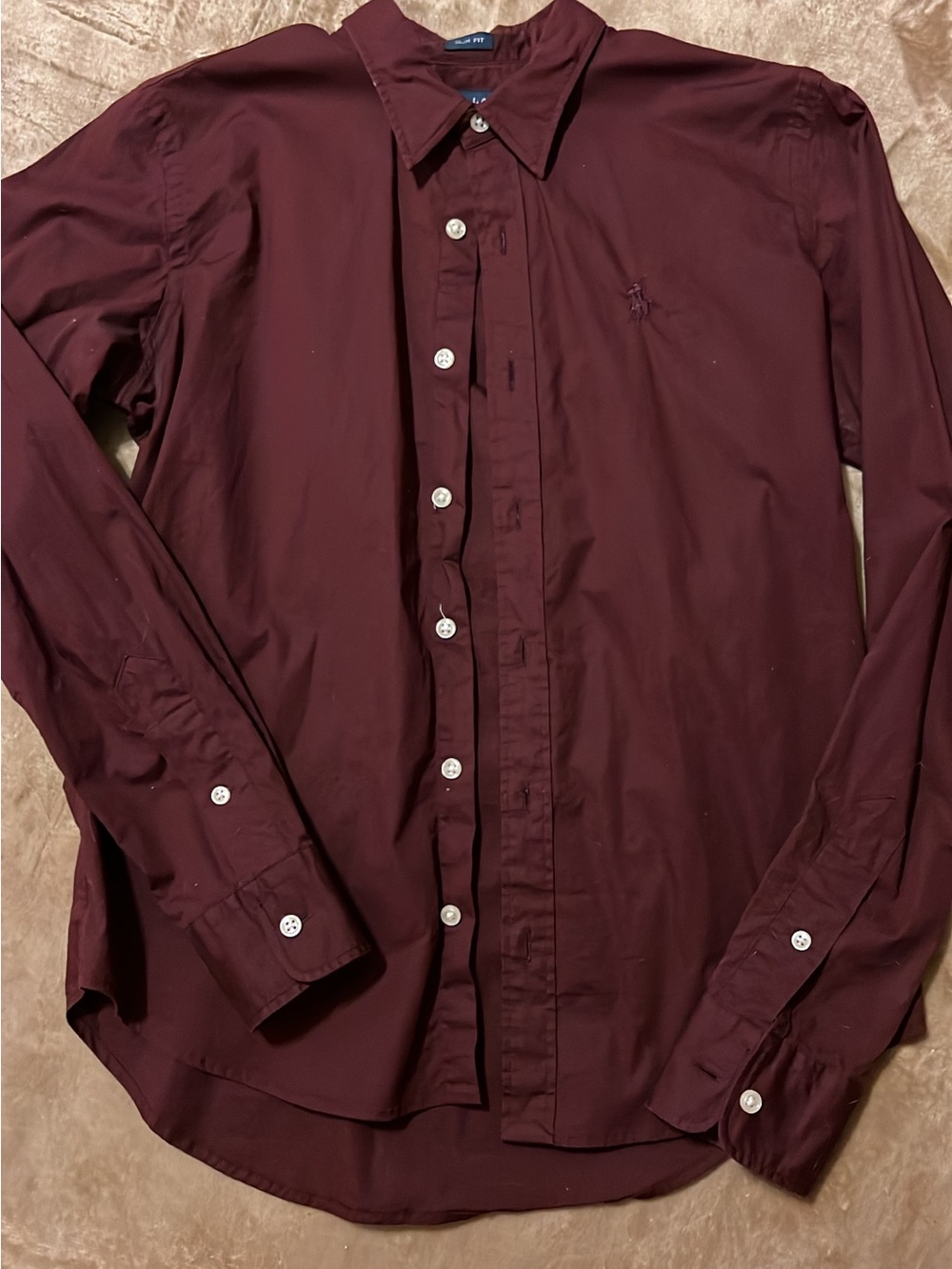 Polo by Ralph Lauren Women's Maroon Long-Sleeve Dress Shirt